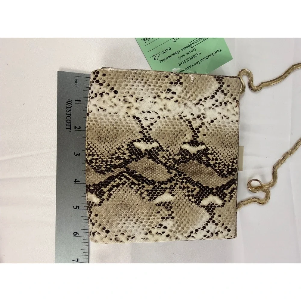 The Limited Box Clutch Small Black White Snakeskin Gold Crossbody Chain Bag